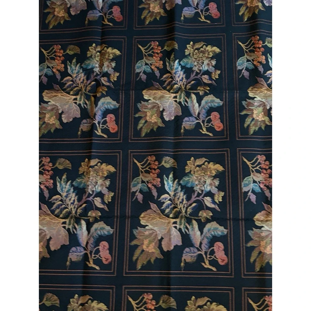 Vintage Tapestry Upholstery Fabric Black Floral Jacquard Panels 35x56